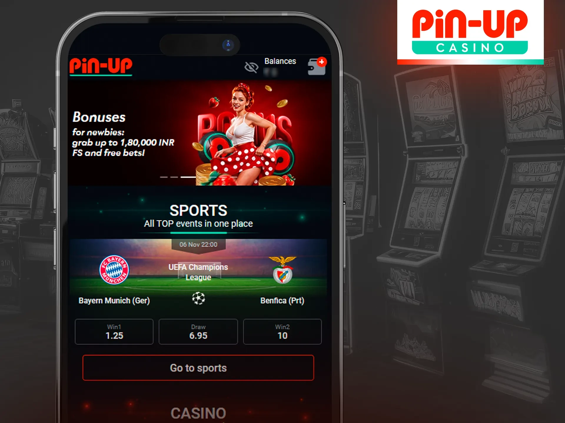 You can use Pin-Up casino mobile website version.