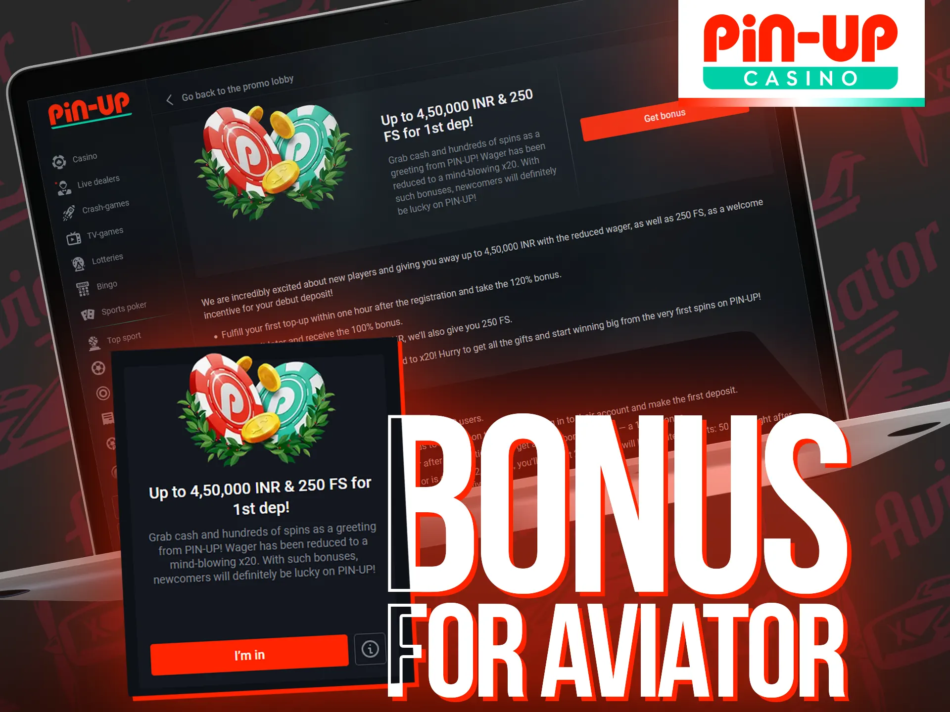 Go to Pin-Up Casino and get a bonus for Aviator.