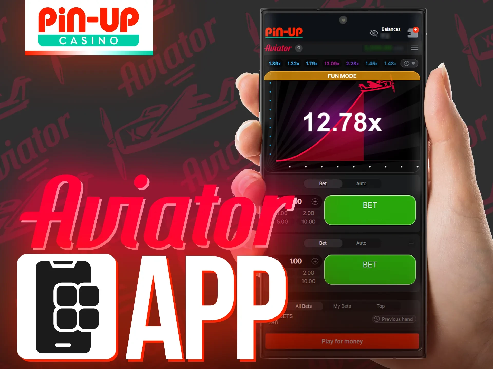 Pin-Up created an optimized mobile app for playing Aviator.