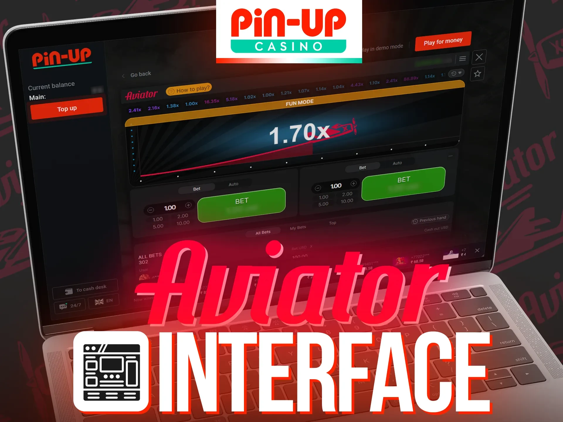 Pin-Up Aviator online game features a simple interface.