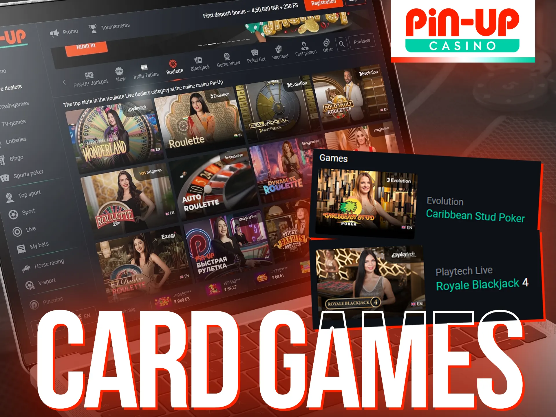 Play card games at Pin-Up Casino.