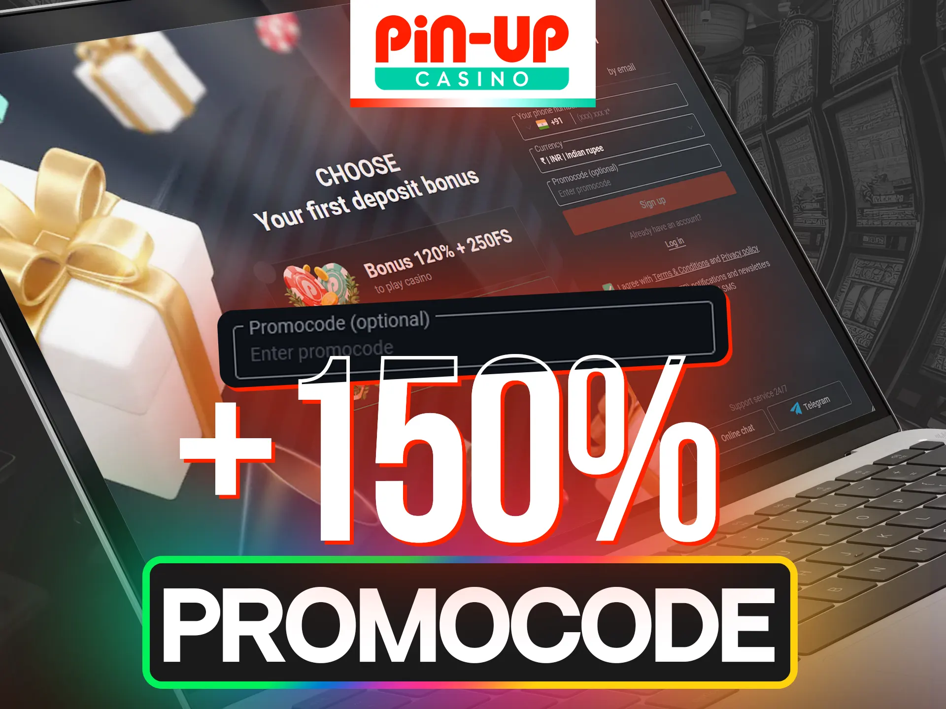 Increase your first deposit bonus with Pin-Up promocode.