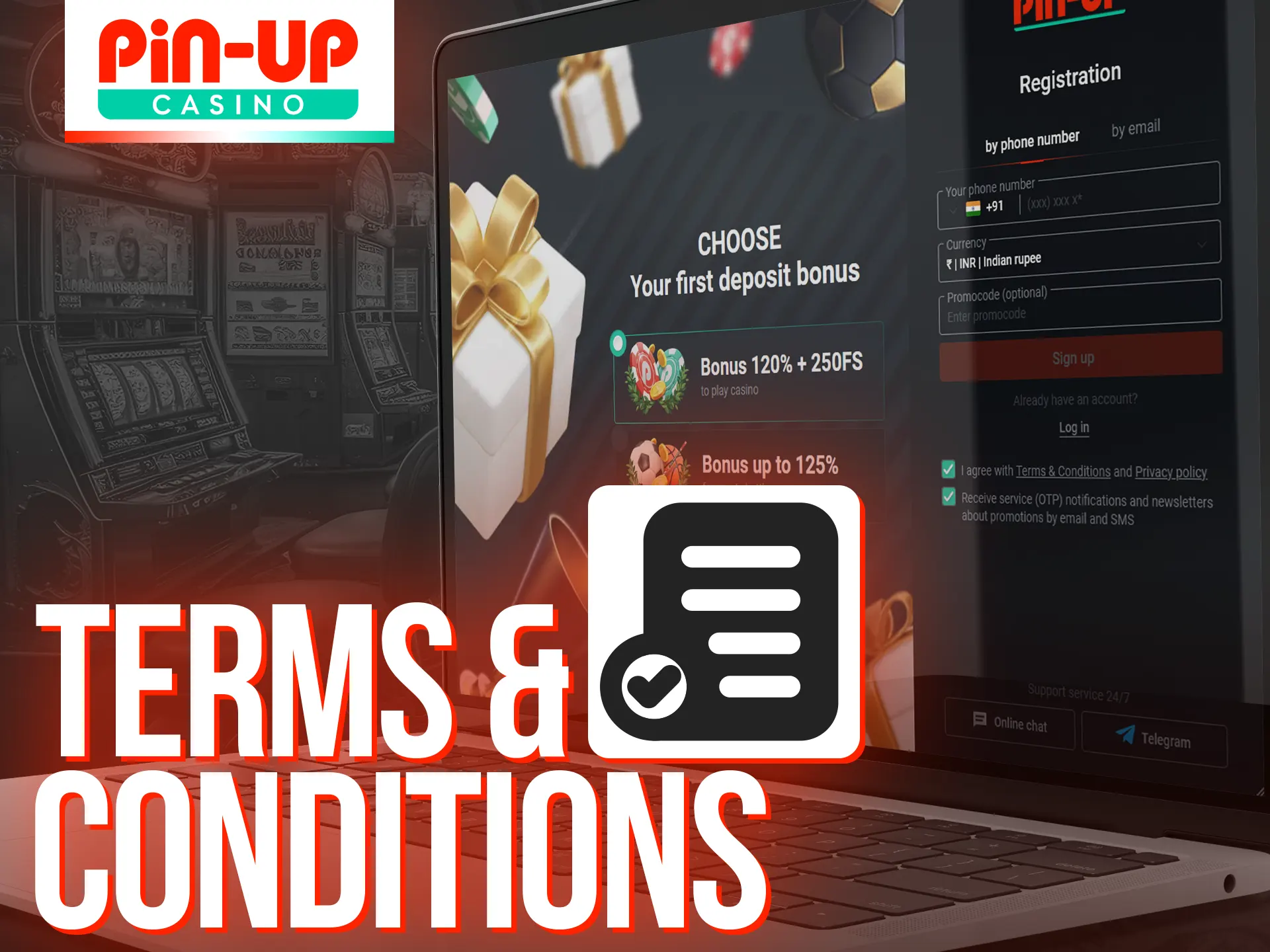 Read terms and conditions for Pin-Up promo code.