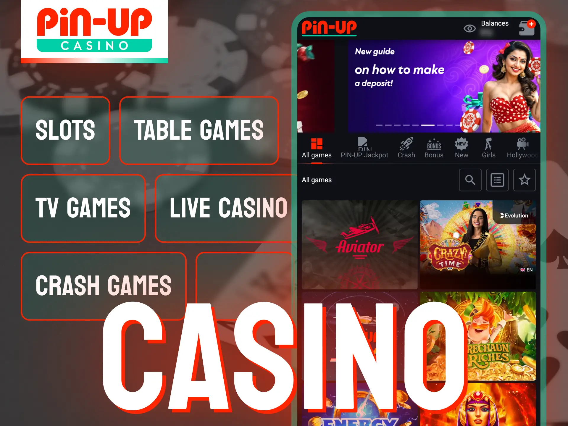 Pin Up official app has an extensive collection of casino games.