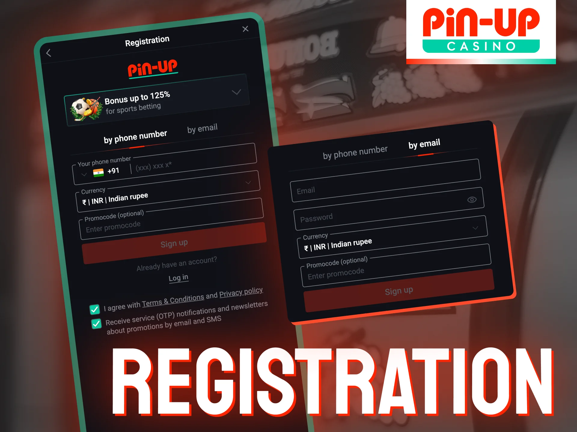 Create an account via Pin-Up casino APK.
