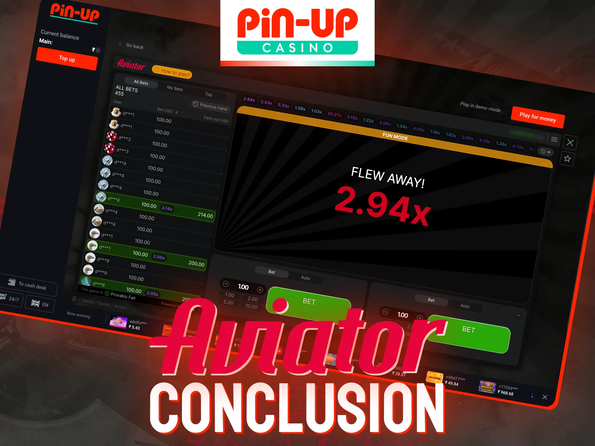 Pin-Up Aviator is a crash game with massive popularity.
