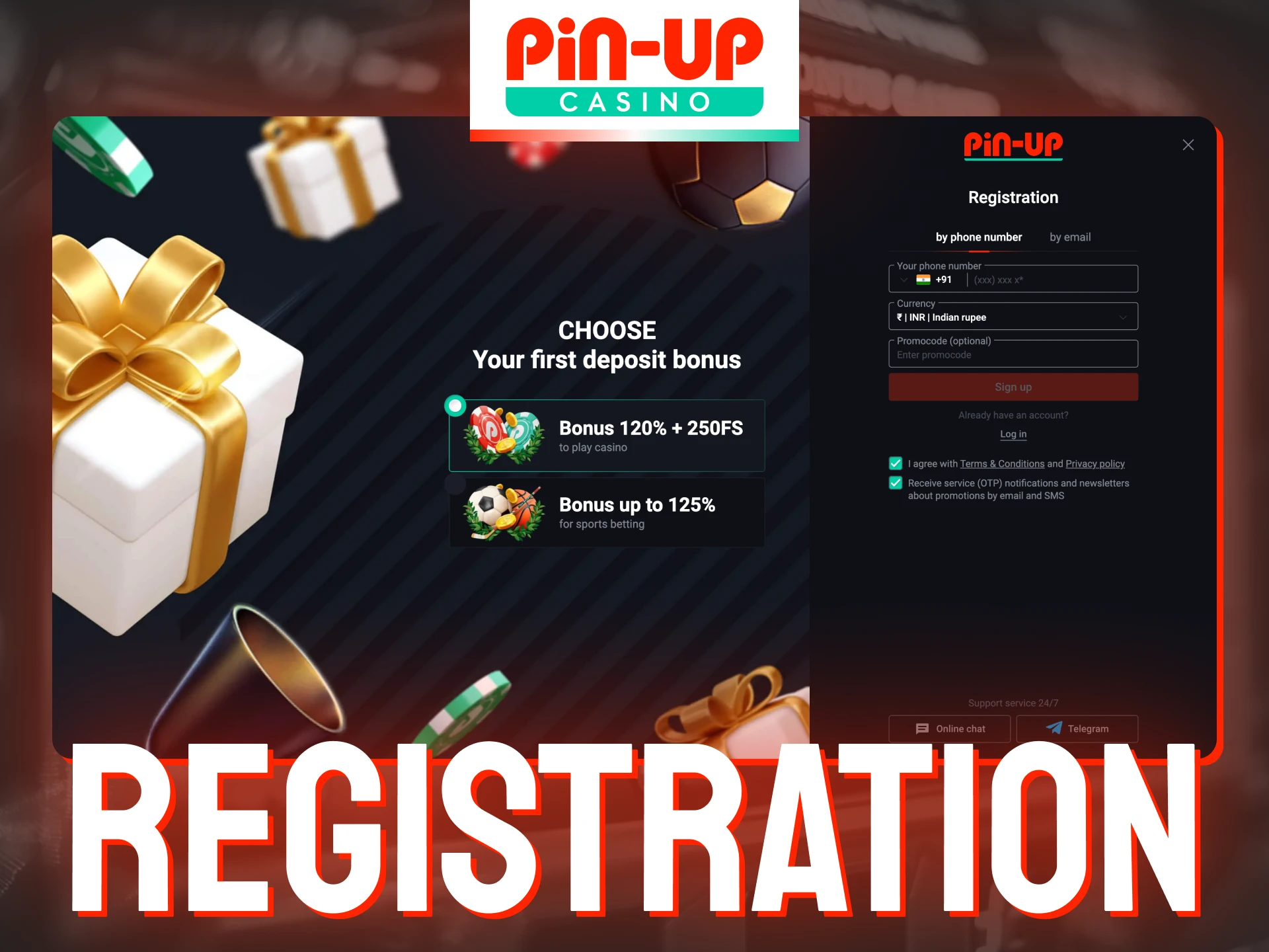 Register on Pin-Up in 4 simple steps.