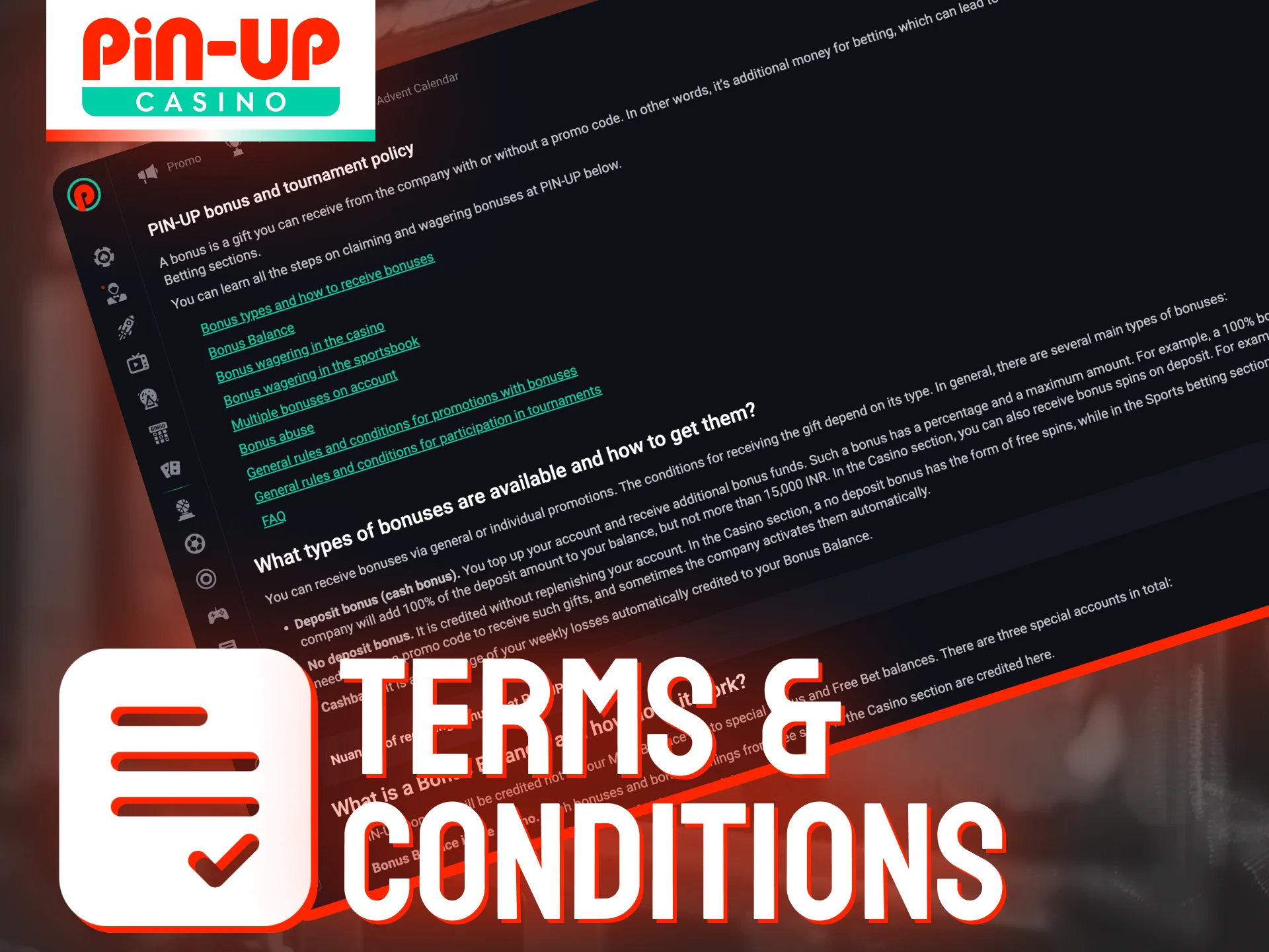 Read terms and conditions for Pin-Up promo code.