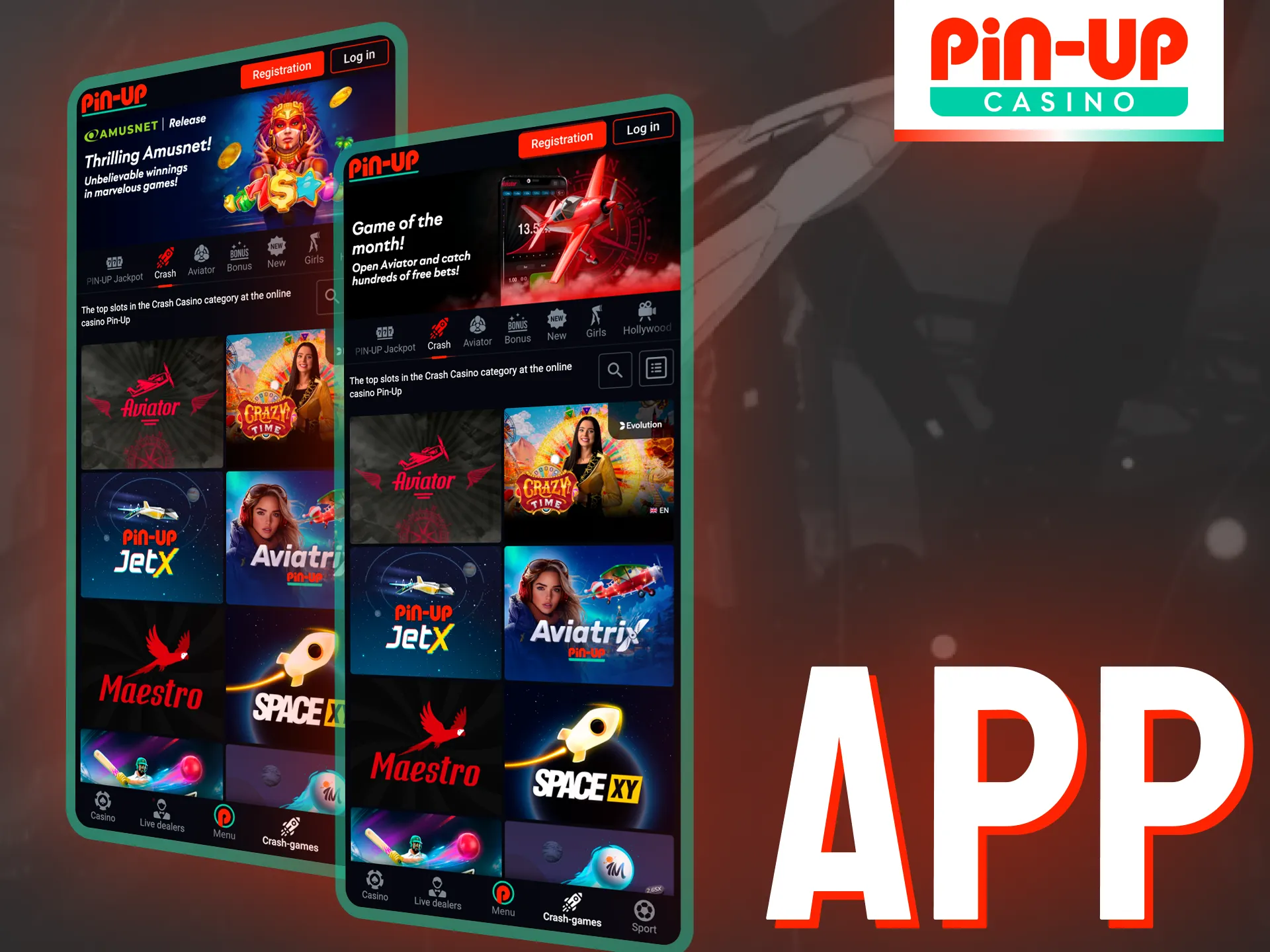 You can use Pin-Up app for playing crash games.