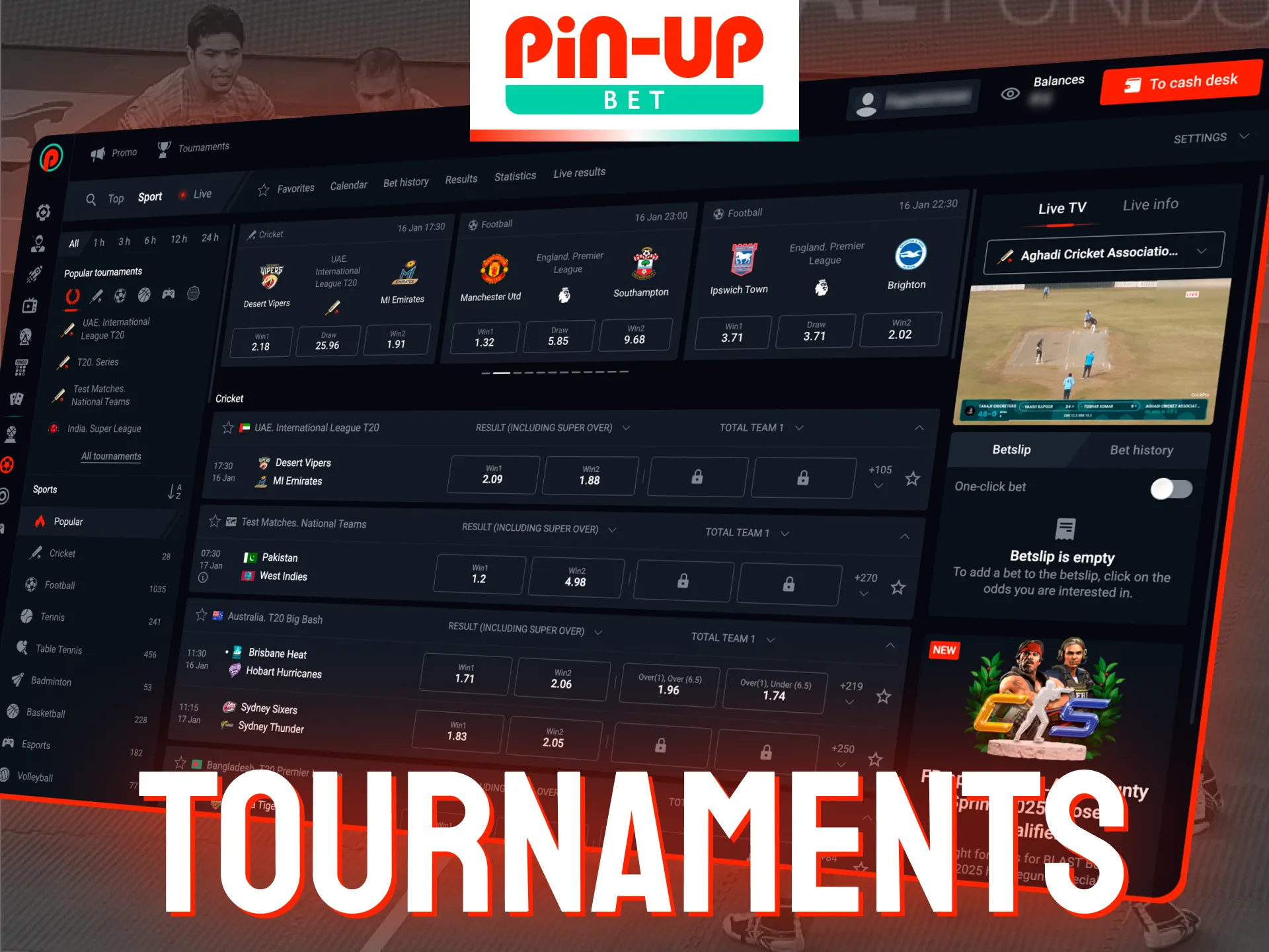 Pin-Up platform has bets on the best kabaddi tournaments.