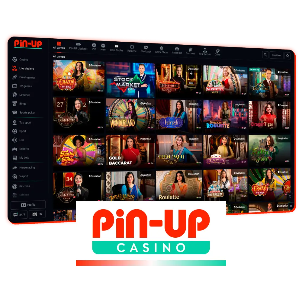 Try yourself in live casino games at Pin-Up platform.