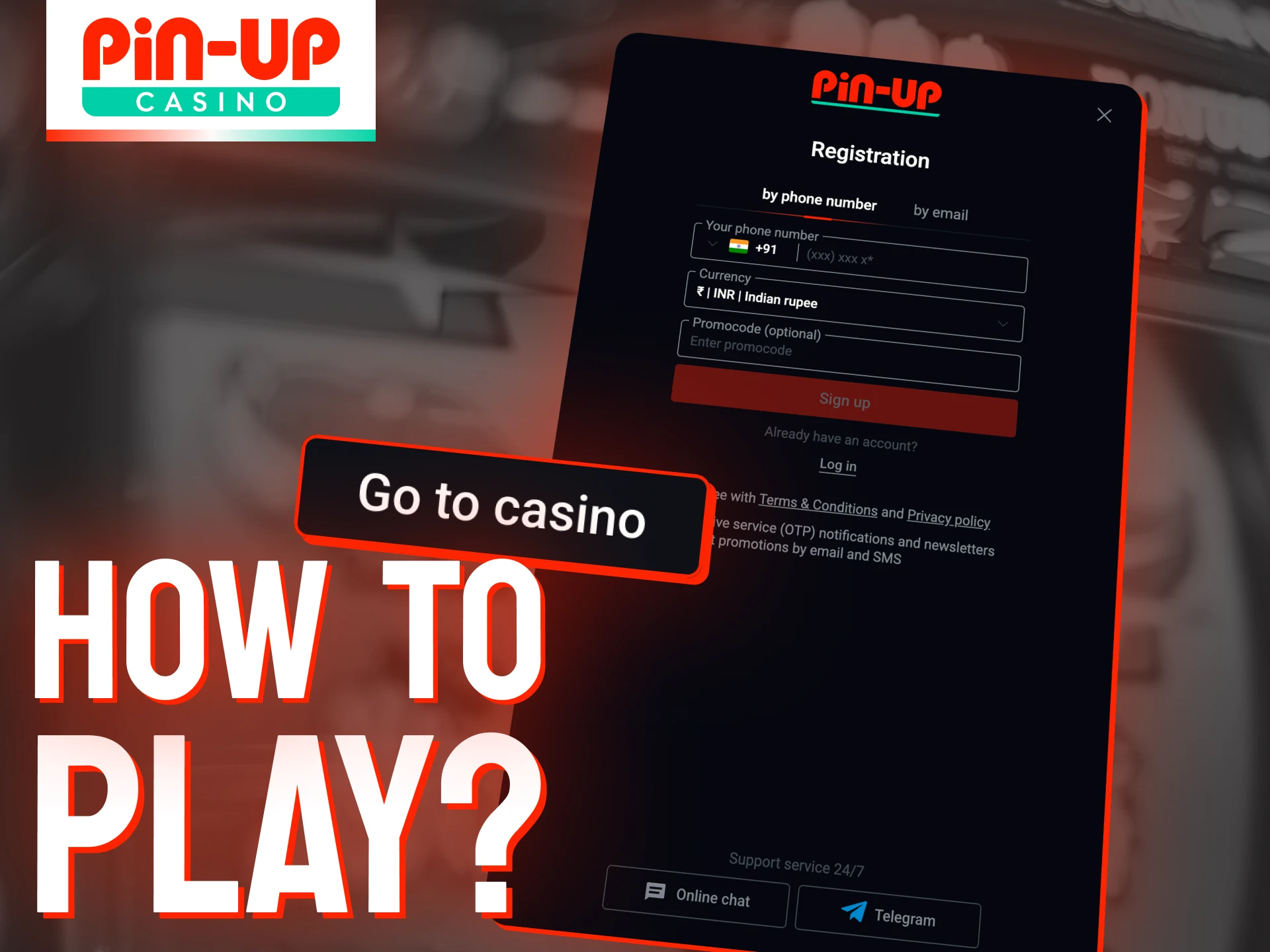 Read the instructions below to start playing slots at Pin-Up.