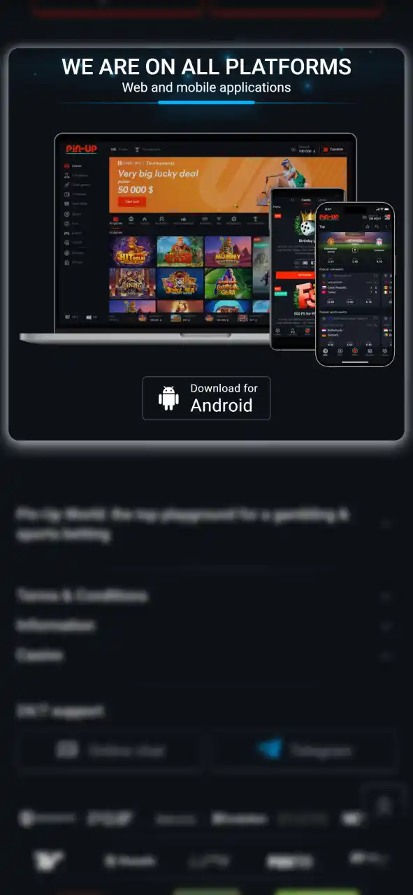 Download the Pin-Up Casino APK file by clicking the Android app button.