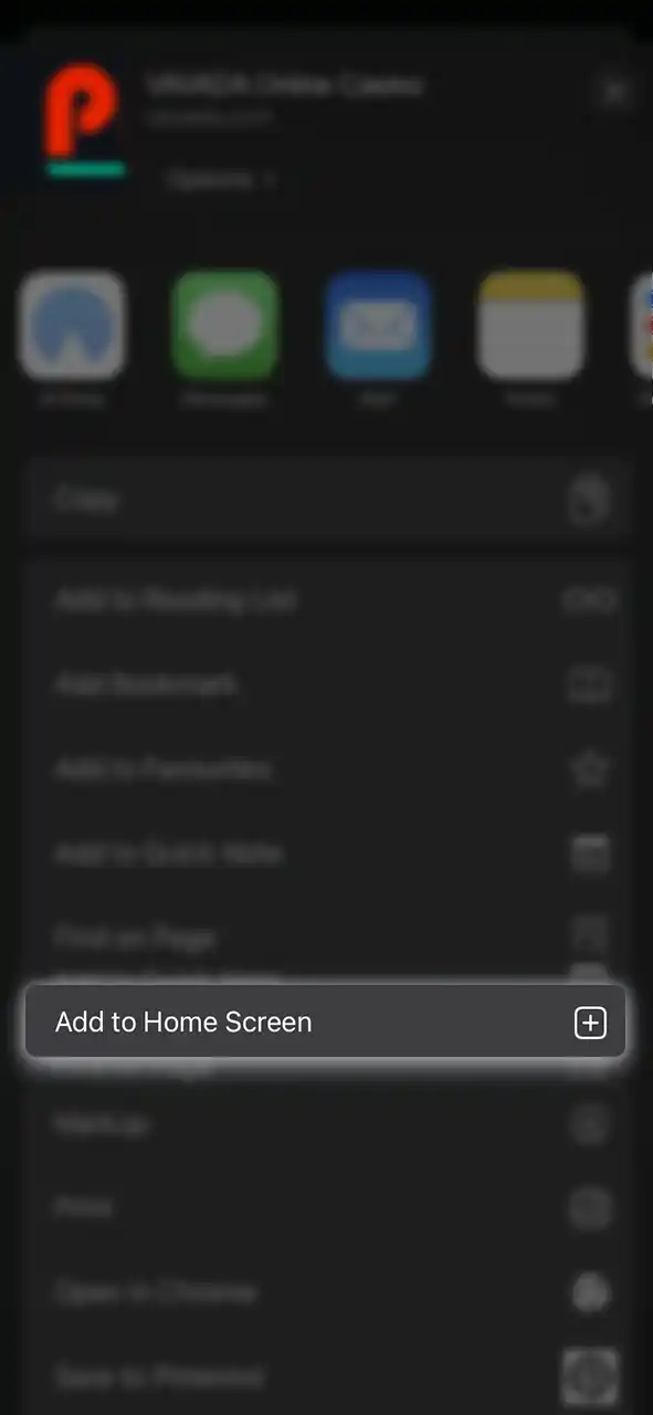 Add Pin-Up Casino to your iPhone home screen through the Safari share menu.