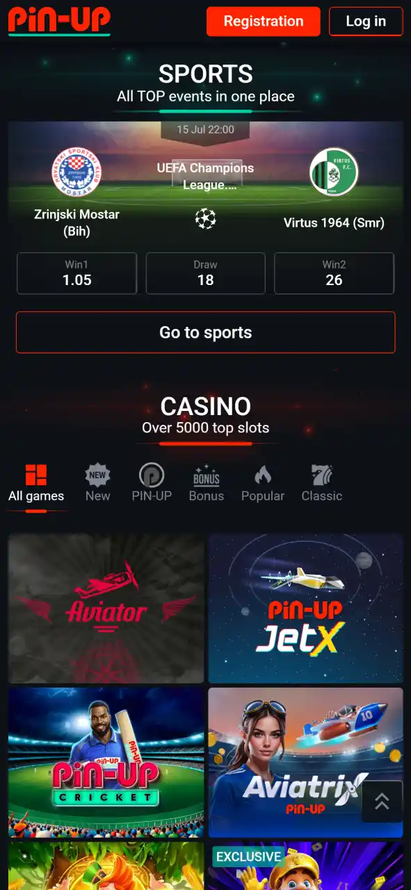 Access the official Pin-Up Casino site using the iOS version button.