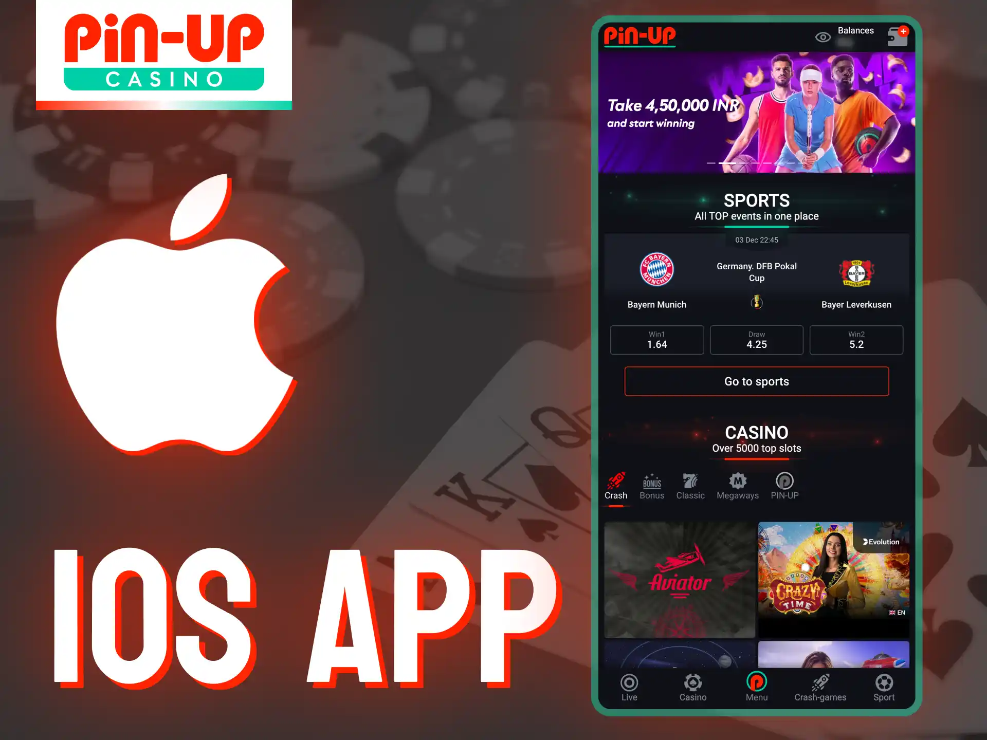 iPhone users can access Pin-Up Casino games and bonuses without downloading.