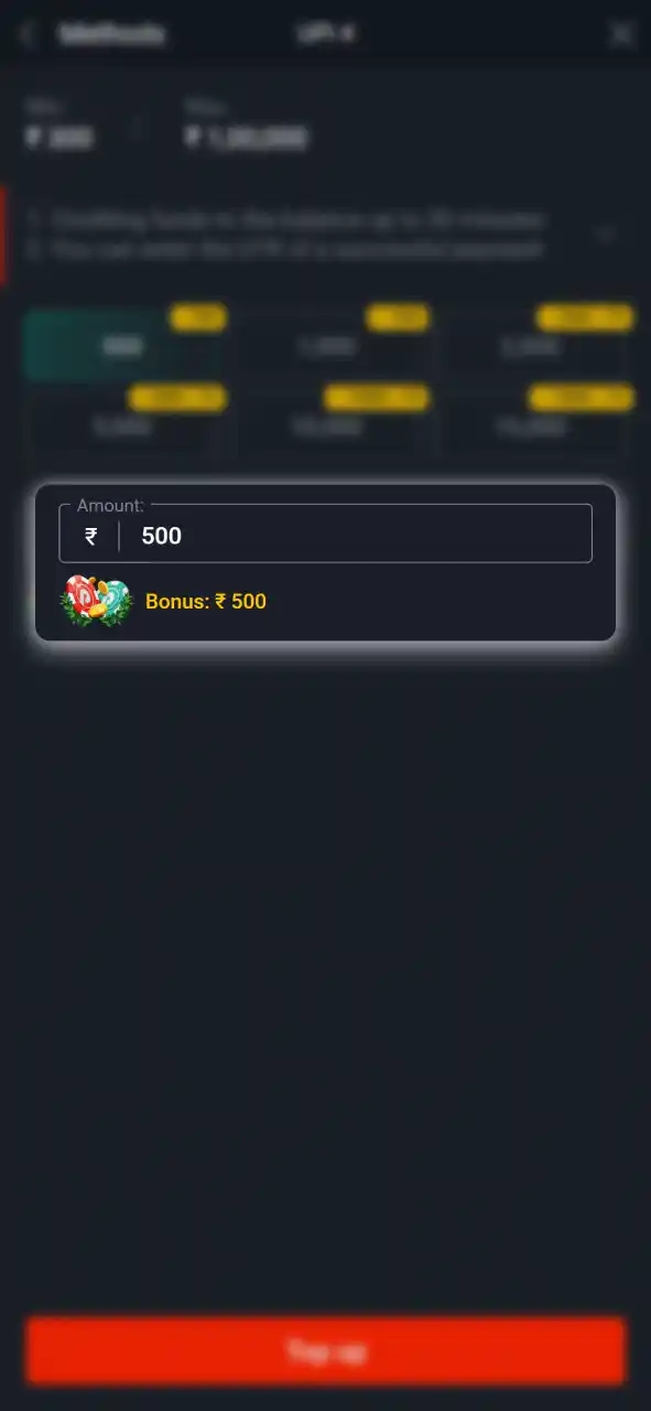 Enter your deposit amount on Pin-Up Casino and confirm to complete the payment.
