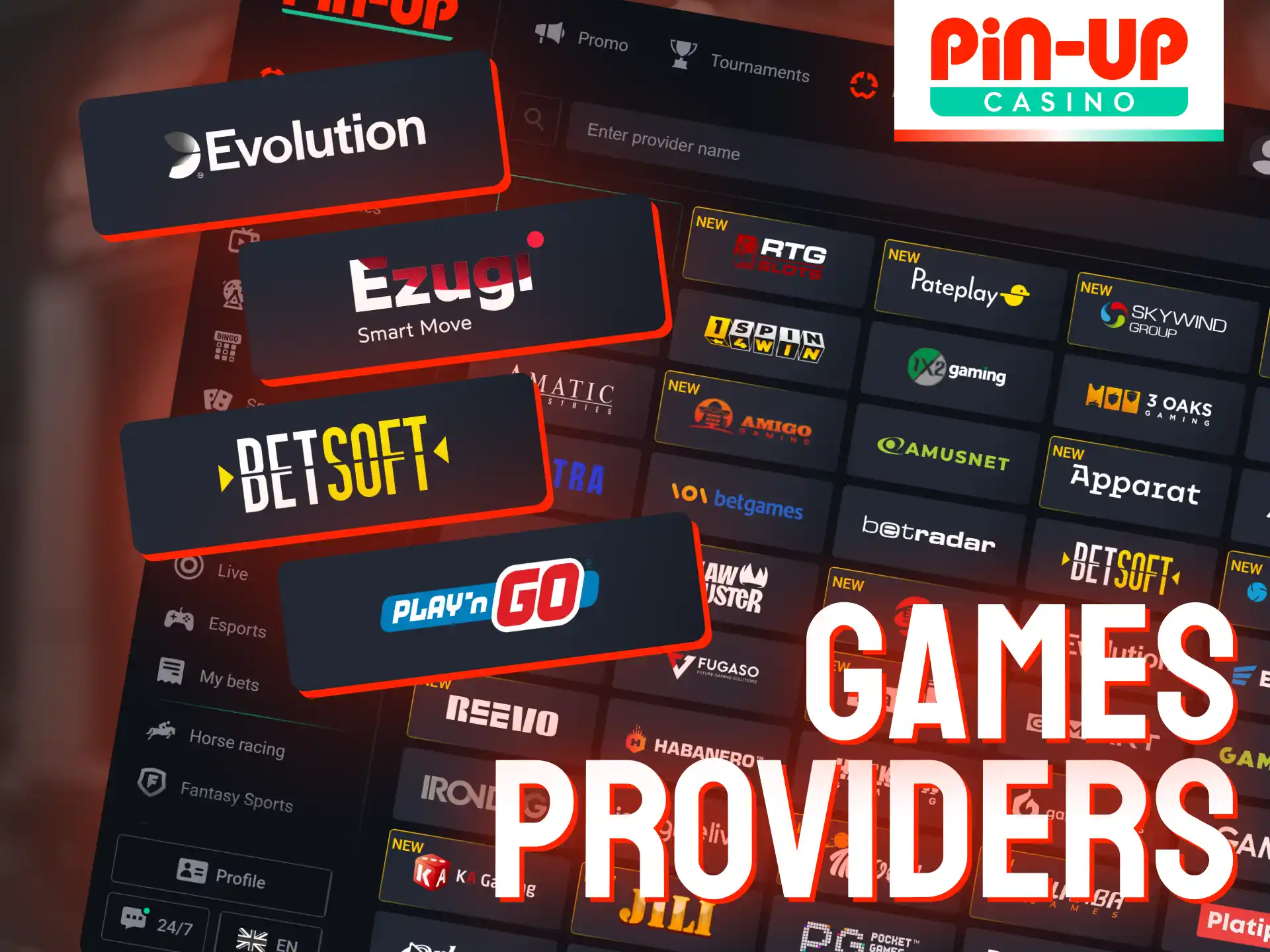 Licensed software developers power all games at Pin-Up Casino.