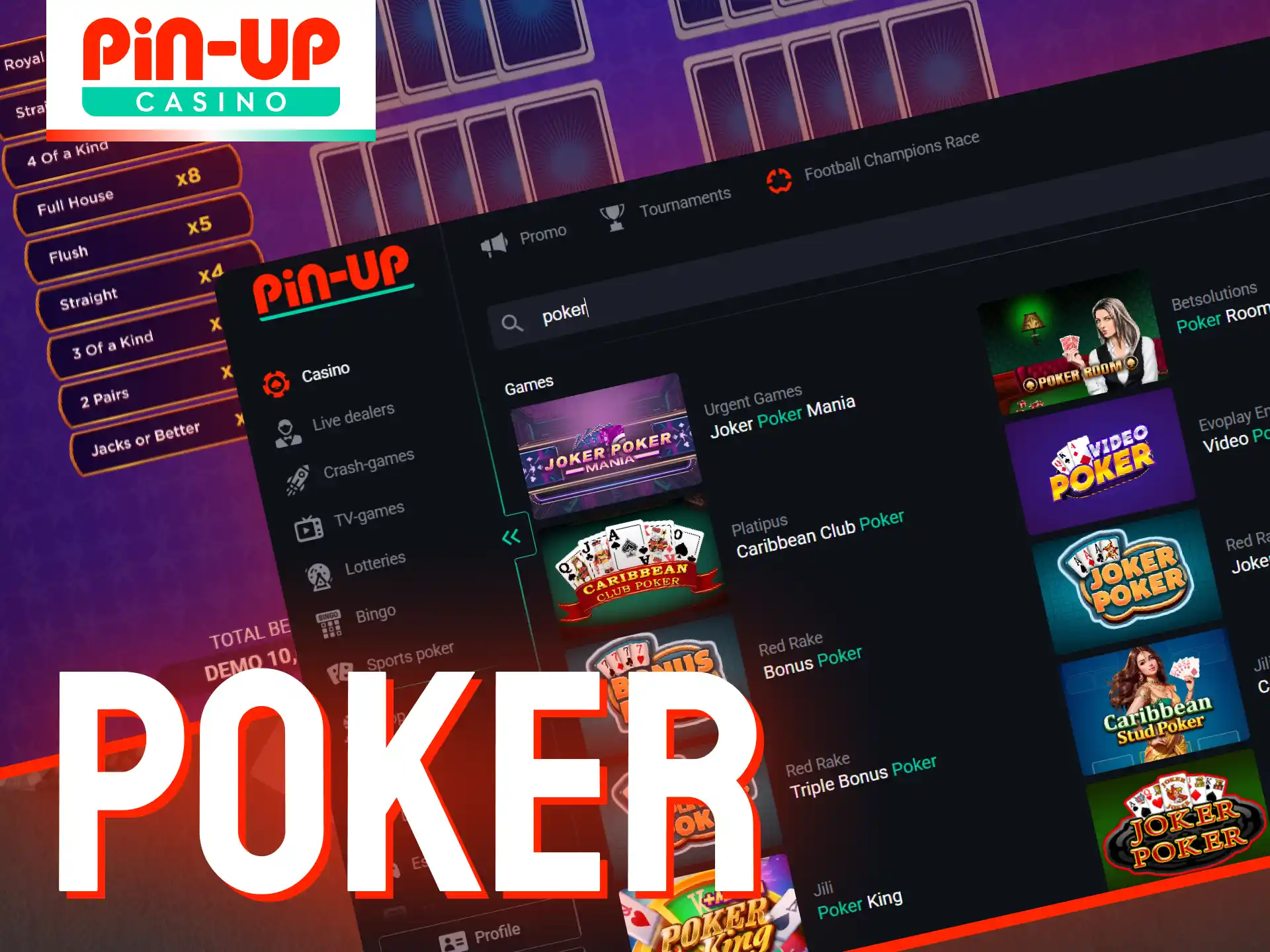Poker section at Pin-Up Casino features multiple variants for every style of play.